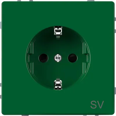 Produktbild von Merten MEG2300-6004 Schutzkontakt-Steckdose für Sonderstromkreise, erhöhter Berührungsschutz, Steckklemmen, grün, System System Design