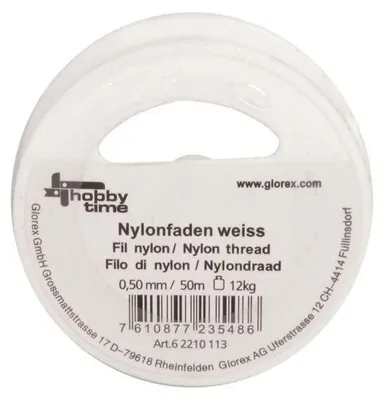 Produktbild von Glorex Nylonfaden weiß 0,50 mm, 50 m
