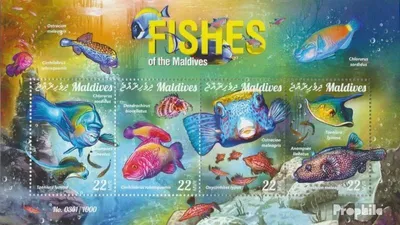 Produktbild von Briefmarken Malediven 2015 Mi 6070-6073 Kleinbogen (kompl. Ausg.) postfrisch Fische der Malediven