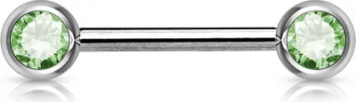 Produktbild von viva-adorno Nippel Barbell Piercing Stab Brustpiercing Chirurgenstahl Doppel Front Kristall Kugeln verschiedene Farben Z283, grün