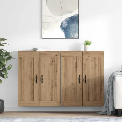 Image de vidaXL Armoire murale, 2 pièces, chêne artisanal, 69,5 x 34 x 90 cm