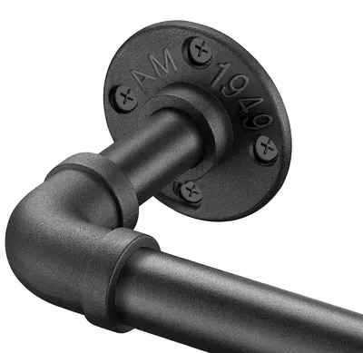 Ausziehbare Gardinenstange 80–220 cm, schwarz, Metall
