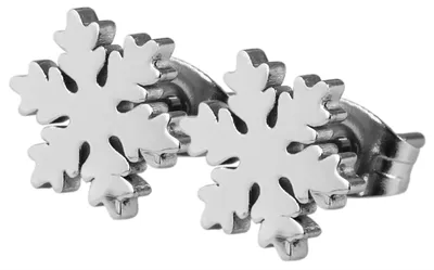 Produktbild von Akzent Edelstahl Ohrstecker, Schneeflocke, Eisstern, Durchmesser: 0,85 cm / Stärke: 0,15 cm