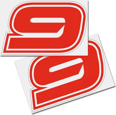 Produktbild von Startnummer Aufkleber 2er Set, Schrift Brünn, # 9, rot