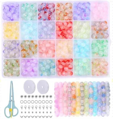 Image de Perles de verre multicolores 8 mm, 24 couleurs, accessoires pour bijoux