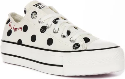 Produktbild von Converse All Star Lift Low A10689C in Weiß Schwarz Polka-Dot Muster – 6.5 UK - 39.5 EU - 8.5 US / White Black