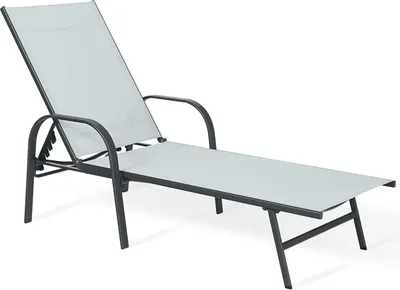 Zdjęcie produktu dla Leżak Rebecca Mobili Darkin 95x195x69 Stal Poliester Jasnoszary Antracyt Nowoczesny