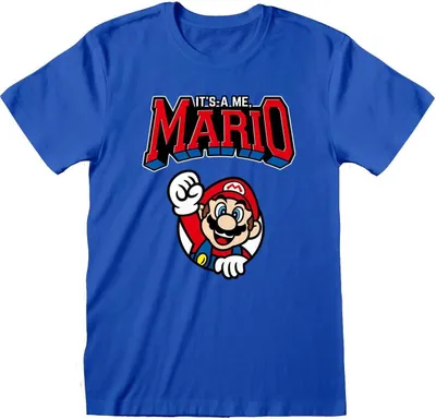 Produktbild von Nintendo Super Mario T-Shirt L Blau Uni Varsity