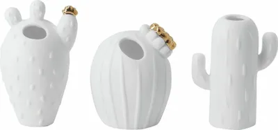 Produktbild von Kakteen Minivasen 3er Set, Porzellan, weiß