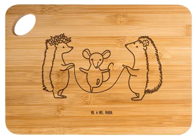Produktbild von Mr. & Mrs. Panda Frühstücksbrettchen Igel Seilhüpfen - Transparent - Geschenk, Hackbrett, schneidunterlage, Holzbrett, Holzbrettchen, Brett, Kinder, Seilspringen, Maus