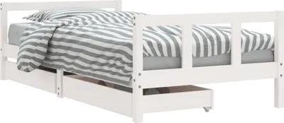 Obrázek produktu pro vidaXL Dětská postýlka se zásuvkami bílá 90x190 cm Masivní borovicové dřevo