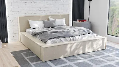 Produktbild von Polsterbett Doppelbett Bett ALDANA 140x200cm in Stoff Freya Beige