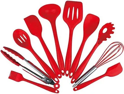 Imagen del producto de Juego de utensilios de cocina de silicona, de 10 piezas, resistente al calor, antiadherente
