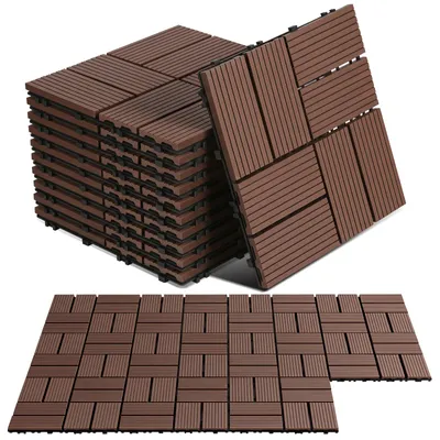 Produktbild von Vigevee WPC Terrassenfliesen 30x30 cm Rotbraun 99 Stück 9 m² Klickfliesen Garten Balkon