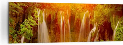 Produktbild von Bild auf Leinwand - Leinwandbild - Kroatien nationalpark wasserfall - 160x50cm - Wand Bild - Wanddeko - Leinwanddruck - Bilder - Kunstdruck - Leinwand bilder - Wandkunst - AB160x50-2228