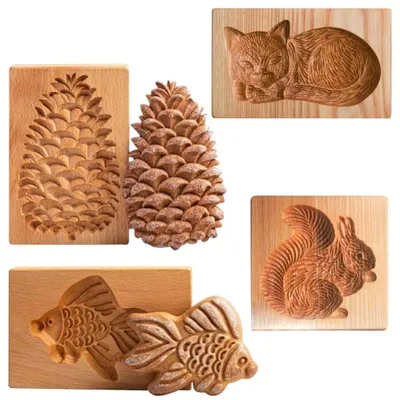 Produktbild von Set von 4 Holz-Keksausstechern - Für kreatives Backen