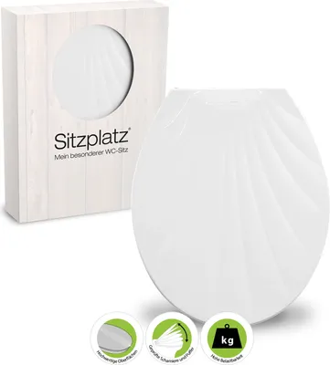 Produktbild von SITZPLATZ® WC-Sitz Muschel, Weiß, Thermoplast Toilettensitz überlappend, Standard O-Form universal, Komfort Klodeckel & Klobrille, Toilettendeckel in Muschel-Form, 21870 2
