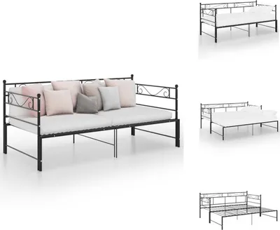 Produktbild von vidaXL Ausziehsofa Bettgestell Schwarz Metall 90x200 cm -  Betten & Bettgestelle