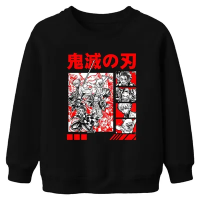 Immagine prodotto di Kimetsu no Yaiba Demon Slayer Tanjiro Nezuko Inosuke Zenitsu Felpa unisex per bambini, nero, 128