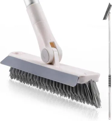 Produktbild von Famanu 2-in-1 Bodenreinigungsbürste mit langem Griff - Duschschrubber mit drehbaren Borsten