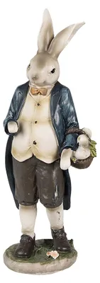 Obrázek produktu pro Clayre & Eef Figurka králíka 25 cm hnědá modrá Polyresin