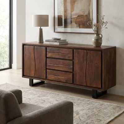 Immagine prodotto di Milani Home - madia credenza in legno massiccio di acacia 180 x 45 x 80 cm, stile industrial