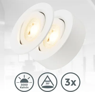 Produktbild von 3er Set 2 in 1 LED Aufbauspots Einbaustrahler Einbauleuchten Spots Schwenkbar