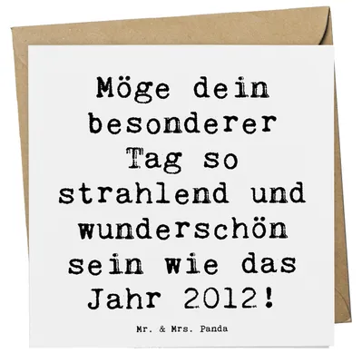 Produktbild von Mr. & Mrs. Panda Klappkarte Spruch 2012 Geburtstag - Weiß - Geschenk, anlasskarte, Geburtsjahr, Alter, Grußkarte, doppelkarte, Happy Birthday, Geburtstagsgeschenk, Retro