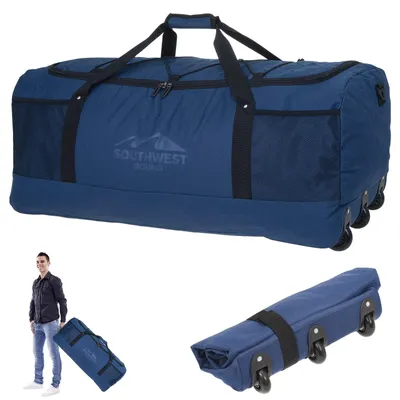 Produktbild von Reisetasche Trolley Damen Herren faltbar light weight gross XXL leicht Schultergurt 90 L 80 cm Sportgepäck 30361 0600 Dunkelblau + bagboom Koffergurt
