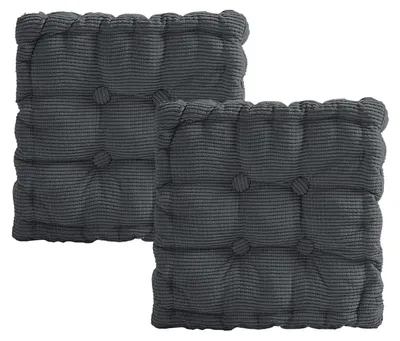 Zdjęcie produktu dla Omgoods - Zestaw 2 grubych poduszek na krzesła - 40x40 cm, do użytku wewnątrz i na zewnątrz (ciemnoszary)