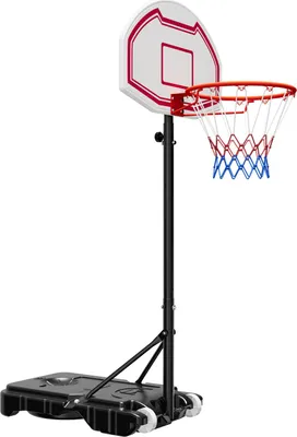 Obrázek produktu pro SucceBuy přenosný basketbalový stojan, výškově nastavitelný od 1,6 do 2,1 m, basketbalový koš s nylonovou sítí a kolečky, univerzální basketbalový systém na terasu a k bazénu