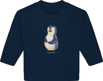 Produktbild von Mr. & Mrs. Panda Organic Baby Pullover Pinguin Diät 6. - 12. Monat - French Navy - Geschenk, Bullover, Gewicht, glücklich, Motivation
