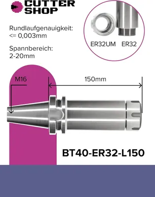 Produktbild von CNC-Spannzangenhalter für Fräsmaschinen zur präzisen Werkzeugbefestigung