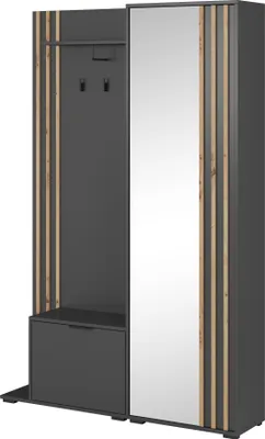 Produktbild von Minio, Garderobenset "NELLY", Garderobe, mit Spiegel, Graphite / Artisan Eiche Farbe