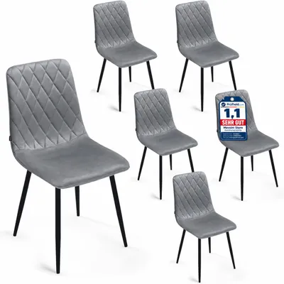 Produktbild von Lina® Elisia Esszimmerstuhl im modernen Design - Samt - Bequemer Stuhl für Ihr Esszimmer, hochwertiger Stoff, ergonomische Form - 6er Set - Grau, KI-generiertes Bild