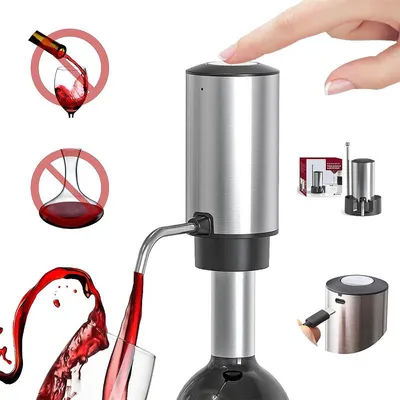 Produktbild von Elektrischer Weinbelüfter mit Ausgießer, wiederaufladbar, mit Standfuß, automatische Abschaltung, Ein-Knopf-Bedienung, für Standard-Weinflaschen
