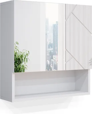 Produktbild von Vicco Badspiegelschrank Irma, 54 x 55 cm, Weiß Hochglanz