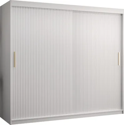 Produktbild von MIRJAN24 Kleiderschrank Riflo Slim 1 200, Schwebetürenschrank mit zwei Kleiderstangen, Garderobe (Farbe: Weiß, Größe: 200 cm)