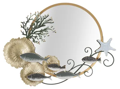 Produktbild von Wandspiegel Fish mit mehrfarbigem Fisch-Eisendekor