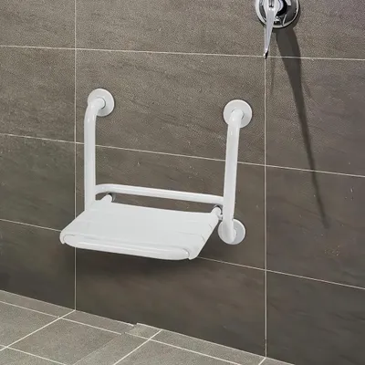 Produktbild von Ikodm Duschklappsitz Wandmontage Duschsitz Klappbar   Badhocker Duschhocker Badestuhl Verstellbar Badehilfe Duschstuhl