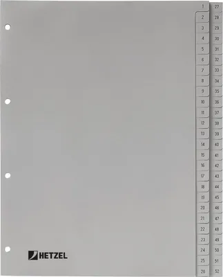 Produktbild von Register A4 PP 1-52 grau Packung mit 10 Stück