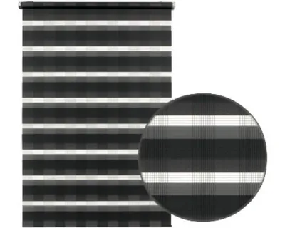 Produktbild von Gardinia EASYFIX Doppelrollo Karo anthrazit 75 x 150 cm