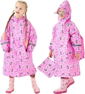 Produktbild von Famanu Regenponcho für Kinder, wasserfest, atmungsaktiv, leicht, mit Kapuze und verstellbaren Ärmeln