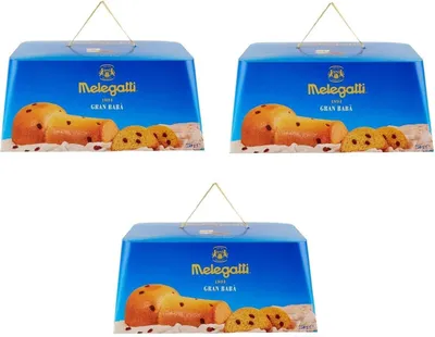 Produktbild von 3x Melegatti Gran Babà Weihnachtskuchen mit Rosinen und in Rum eingeweicht 750g