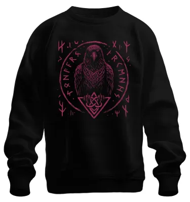 Immagine prodotto di Viking Raven Norse Mythology Runes Celtic Knot Nordic Unisex Felpa Pullover, Nero, XXL