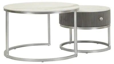 Produktbild von Mauro Ferretti Couchtische Greys 2er-Set 70x45 50x40 cm Grau Silber