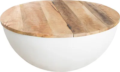 Produktbild von riess-ambiente Runder Couchtisch INDUSTRIAL STORAGE 70cm weiß natur Mangoholz mit Stauraum Beistelltisch Tisch