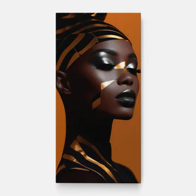 Produktbild von ARTHUB® Leinwandbild 40x80 cm, African Woman On Orange | Wohnzimmerdekoration, Hängende Bilder, Wanddekoration, Heimdekoration, Frauen, Afrikanische Frauen