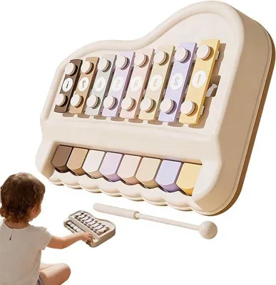 Productafbeelding van Kinder xylofoon - Muziekinstrument speelgoed - Muziek ontdekken - 2-in-1 piano en xylofoon - 22 x 165 x 6 cm