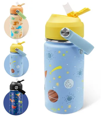 Produktbild von Kinder Edelstahl Thermosflasche 350ML mit Strohhalm Auslaufsicher BPA Frei